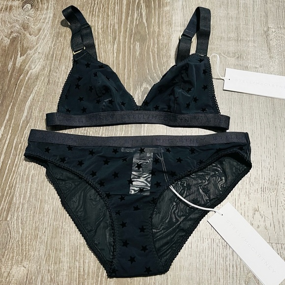 STELLA MCCARTNEY**Betty Twinkling Black Bra + Underwear SET**Sm. $228 - Picture 6 of 8